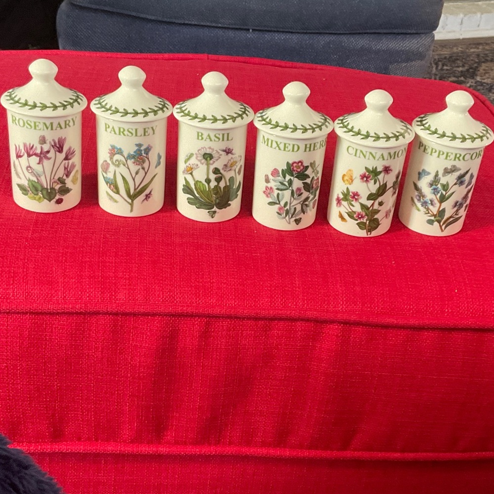 Portmeirion Botanical Spice Jars - Green and White